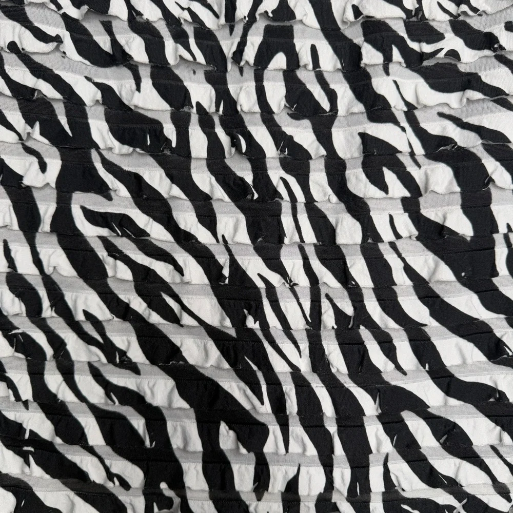 L8teR zebra print mini skirt black white ruched textured size M Y2K going out - Picture 4 of 7